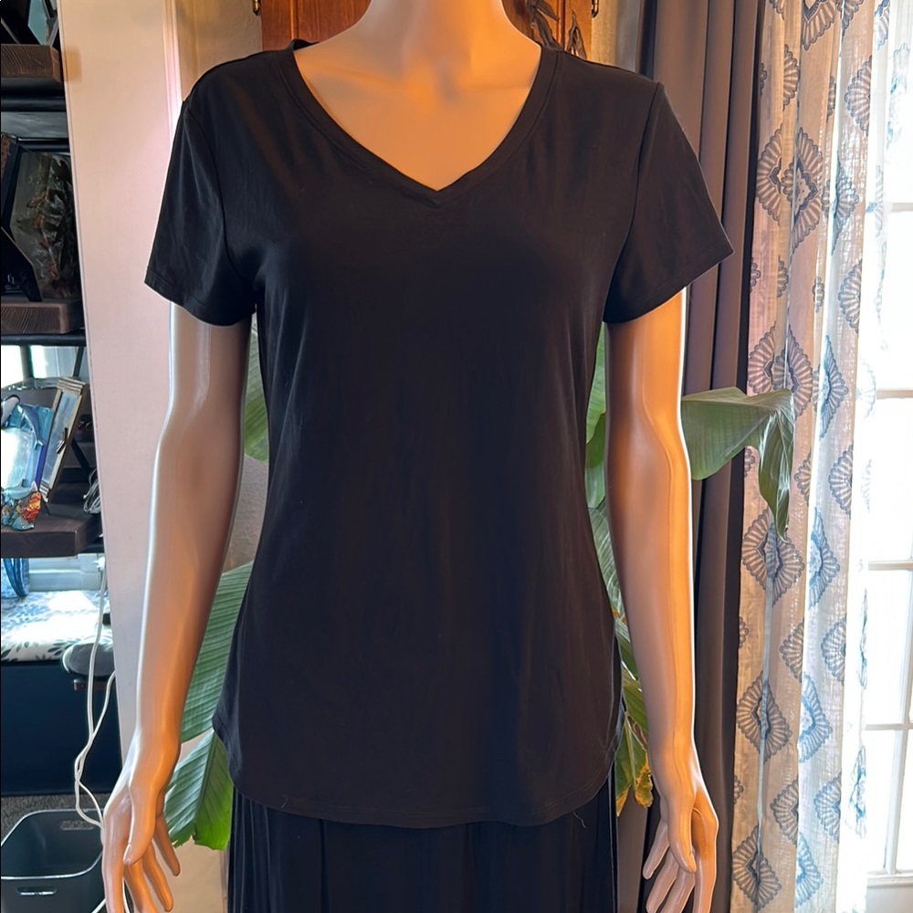Classic Black V-Neck Women's Top